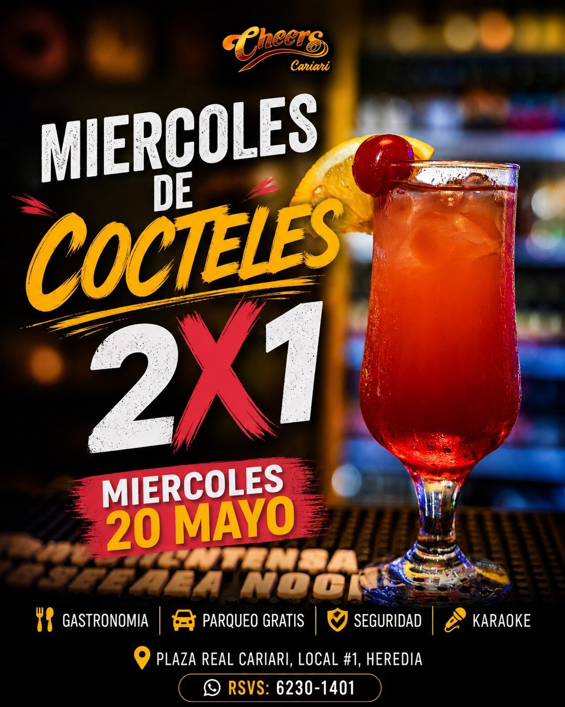 Wednesday cocktail promotion on May 20th